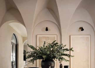 Designer Creates an Elegant Duality at Home “The ceiling details and arches inside the home are all original but they were painted white, so nobody really noticed them,” says Joy. “We enhanced them with a plaster finish to highlight the architecture. That was one of the changes that really grounded the space.”
