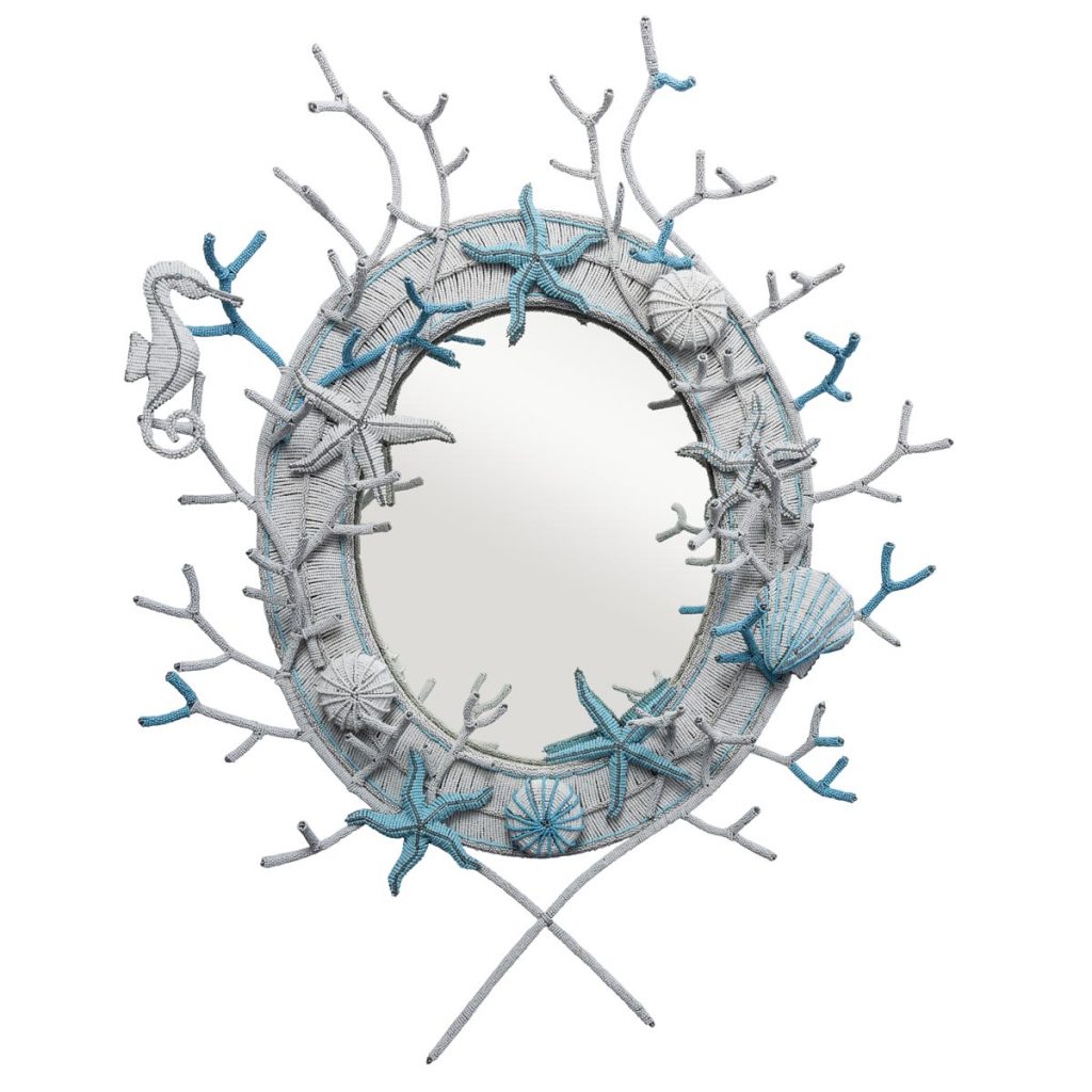 Sea Me beaded mirror by Ngala Trading