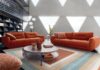 Burnt Orange and Brown Bring Warmth to Every Room The Intemporel sofa by Maurizio Manzoni for Roche Bobois features modularity that enables the seat to slide forward and transform into a lounge chair