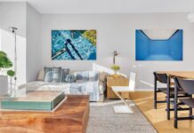 Contemporary Design Shines in a Compact Brickell Apartment The living and dining areas of the residence were designed as one continuous space where both coexist naturally while still maintaining their intended functions. Maritza Caneca’s artworks perfectly capture the essence of Miami with color and light.