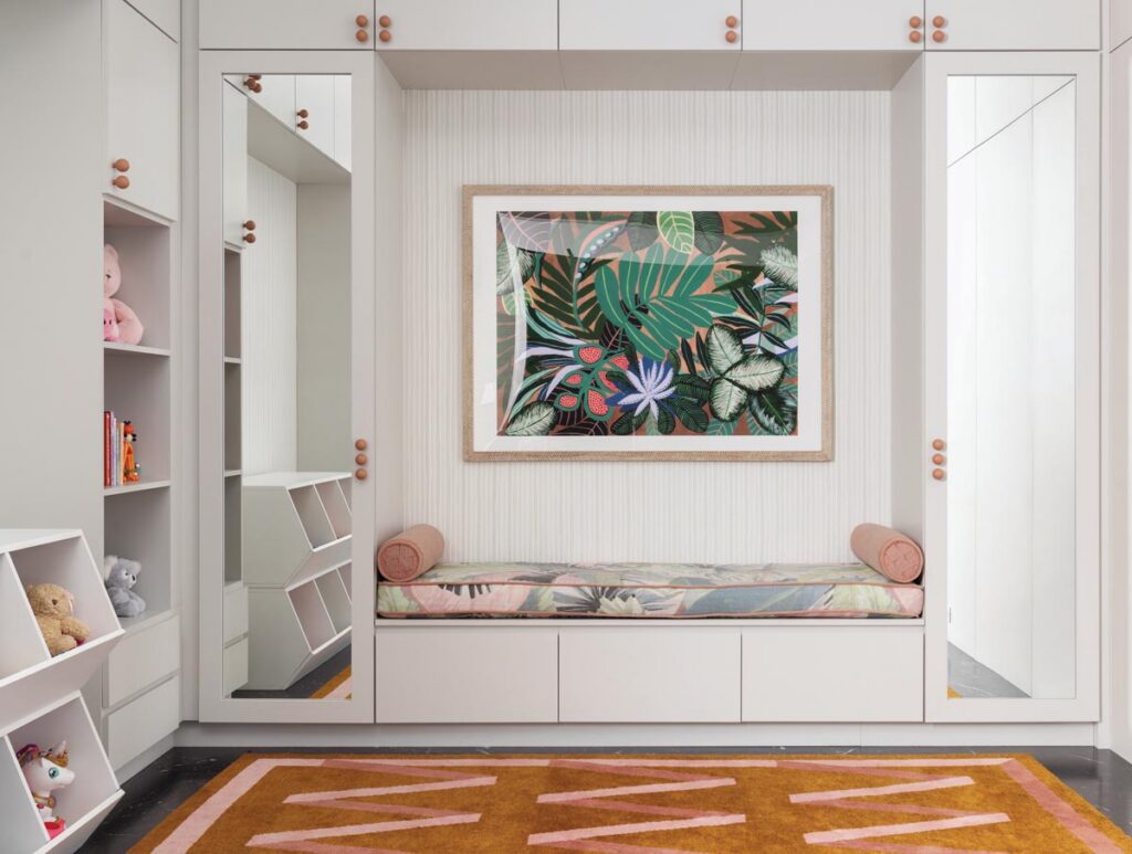 "The playroom was designed to spark creativity while feeling cohesive with the design language of the home,” says designer Monica Santayana. “It’s a space that encourages imagination and everyday play, but it doesn’t rely on primary colors or overly themed elements that children would quickly outgrow.”