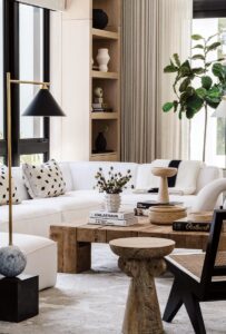 The sculptural furniture pieces in the family room were meant to feel collected over time, allowing the space to tell a story while remaining functional for everyday living.