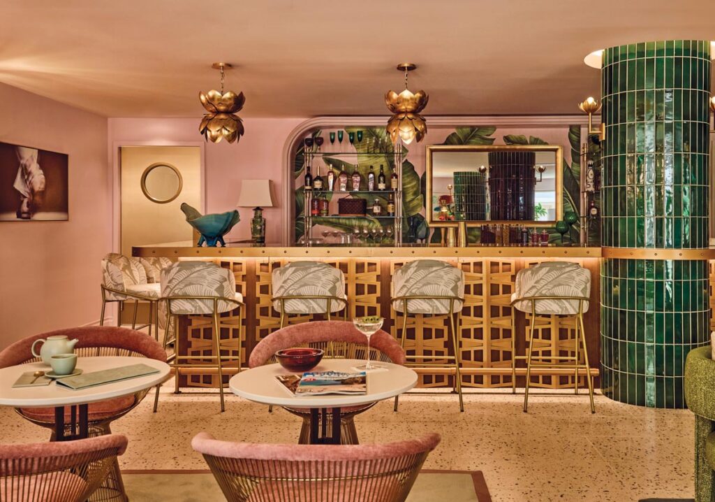 The terminal’s bar area is defined by vibrant colors and shiny surfaces